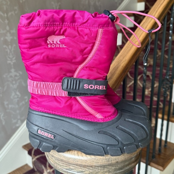Sorel Flurry Dtv deep blush/tropic pink junior snow boots 4 NWOT - Picture 3 of 12
